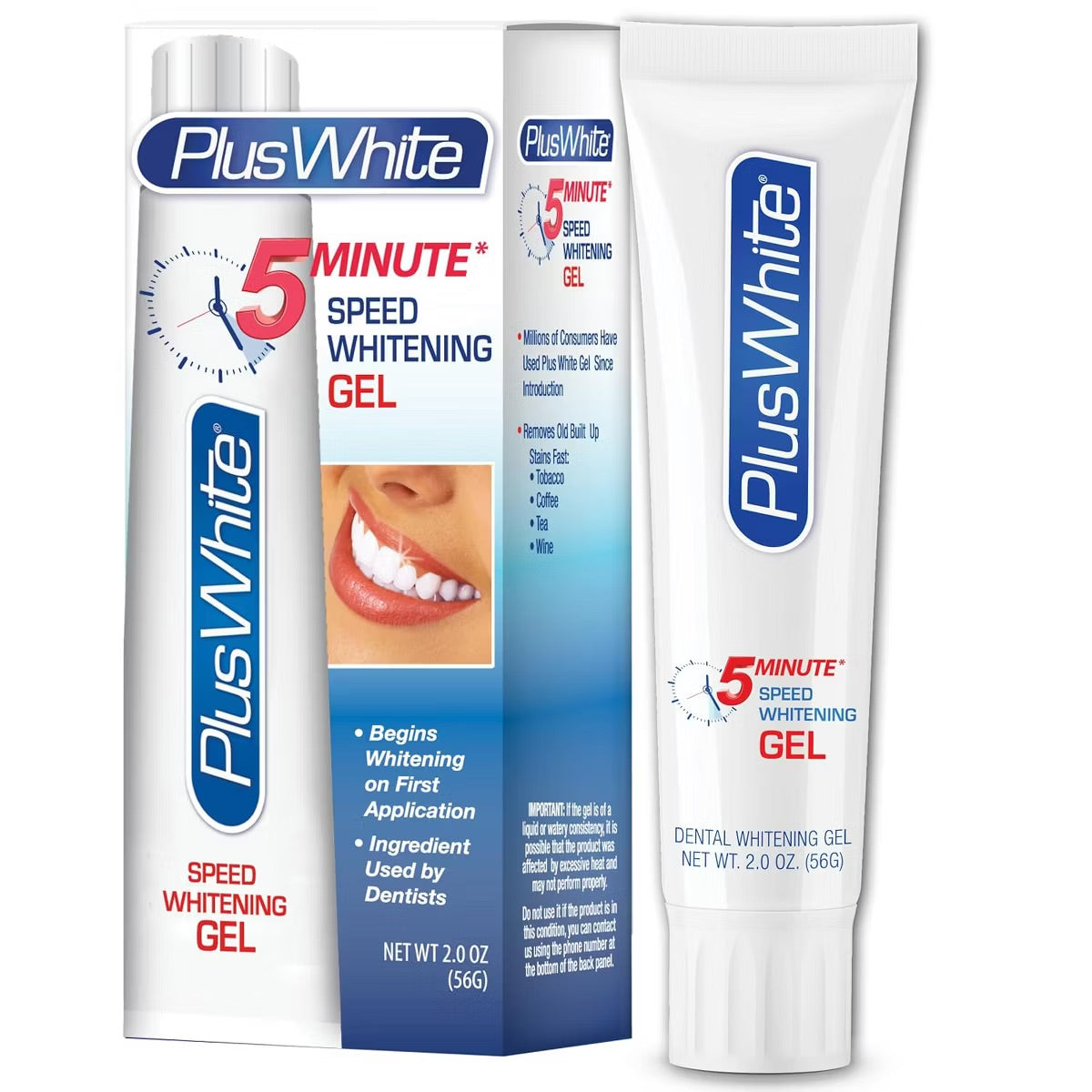 Plus White Gel - 5 Minute Speed Whitening Gel for Professional Teeth Whitening - Dentist Approved Ingredients for Oral Whitening