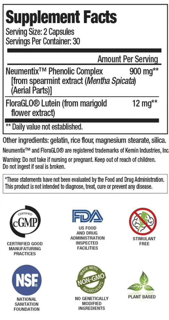 Neutein supplement facts panel